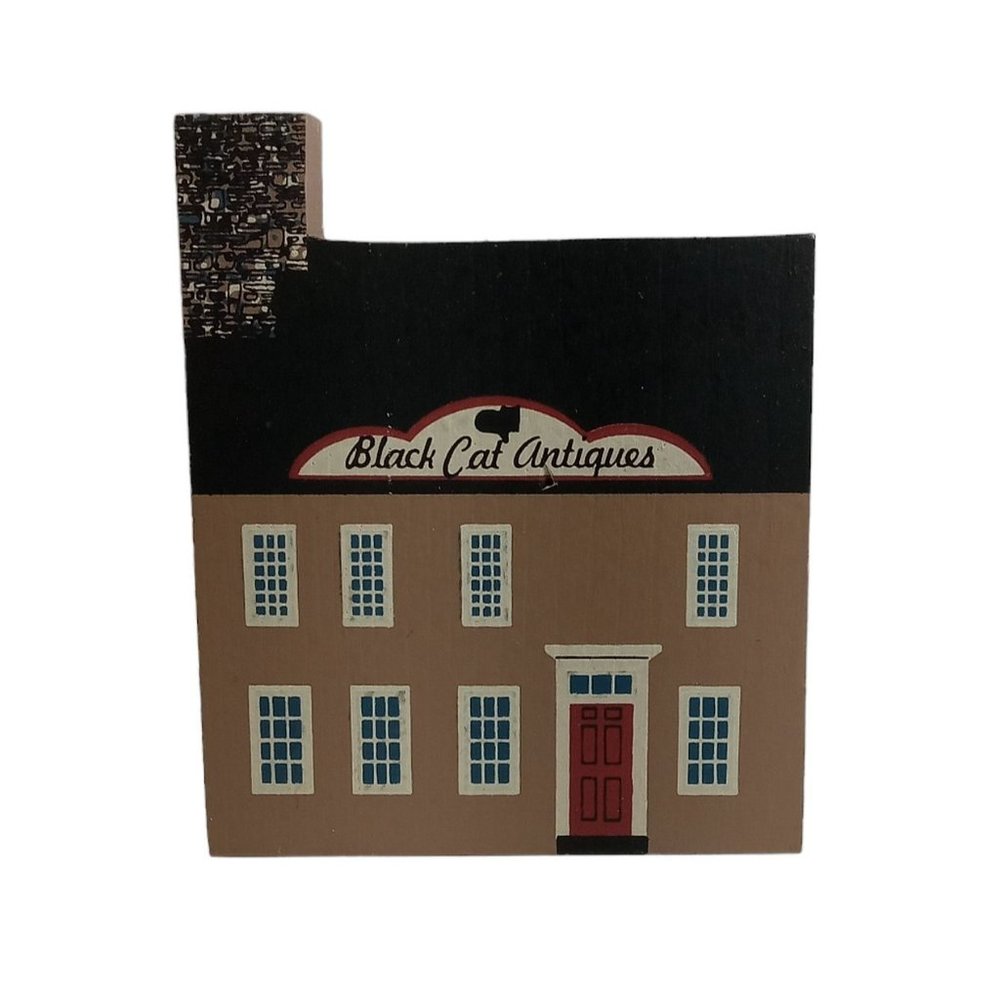 Cat's Meow Village Series VII Black Cat Antiques Building Signed Faline 1989